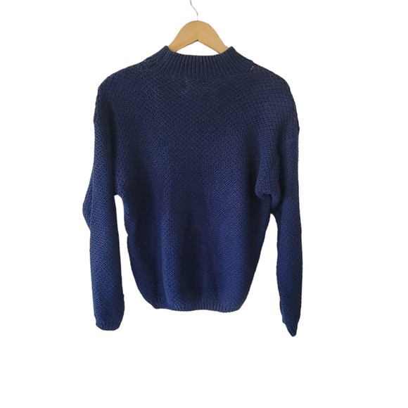 Vintage Marnie West Floral Sweater Pullover Blue Medium Cottagecore Knit Jumper - Picture 3 of 7